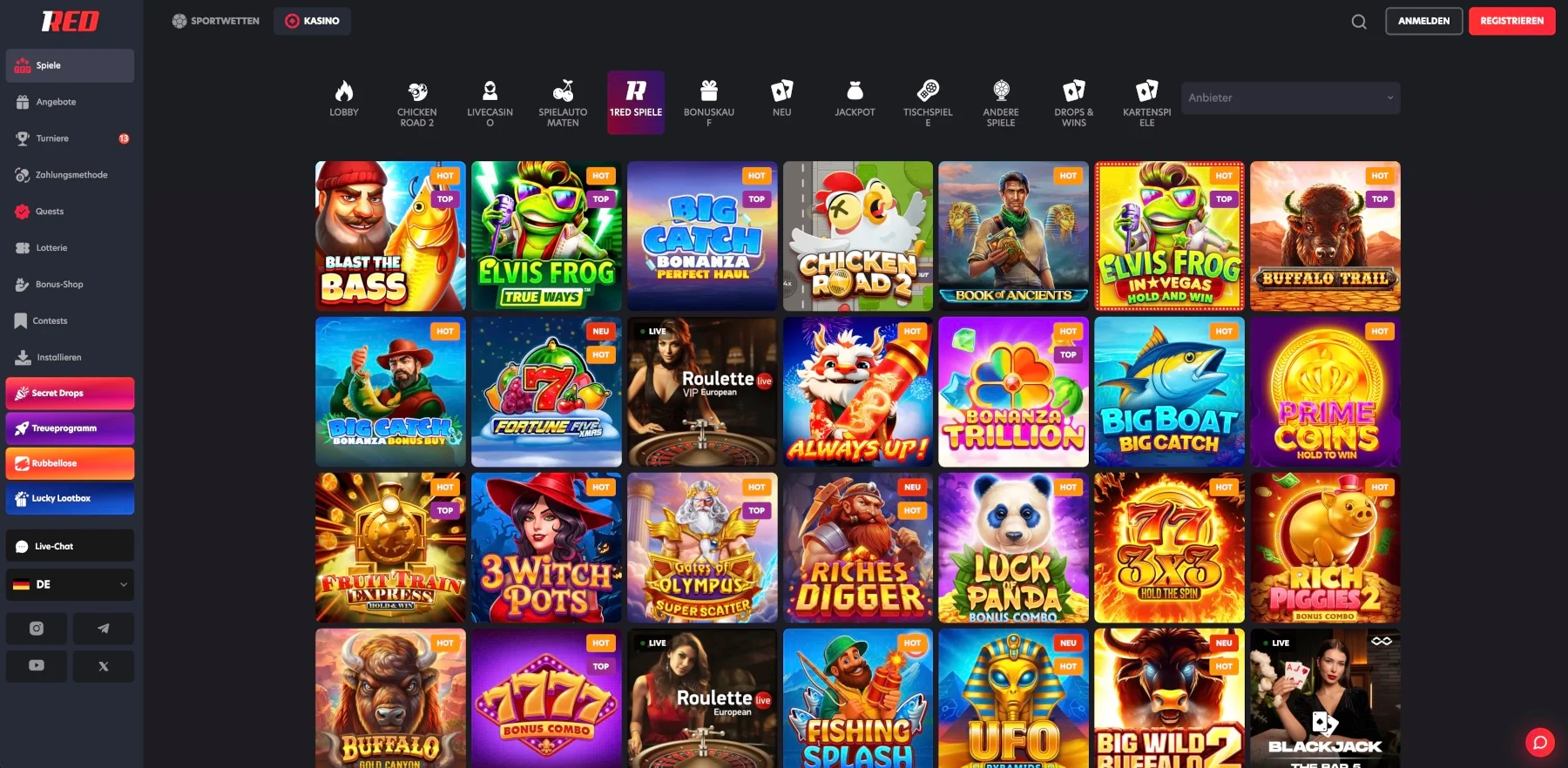 1Red Casino Alle Spiele