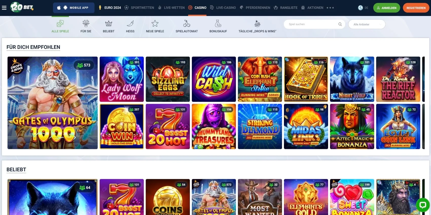 20Bet Casino Alle Spiele