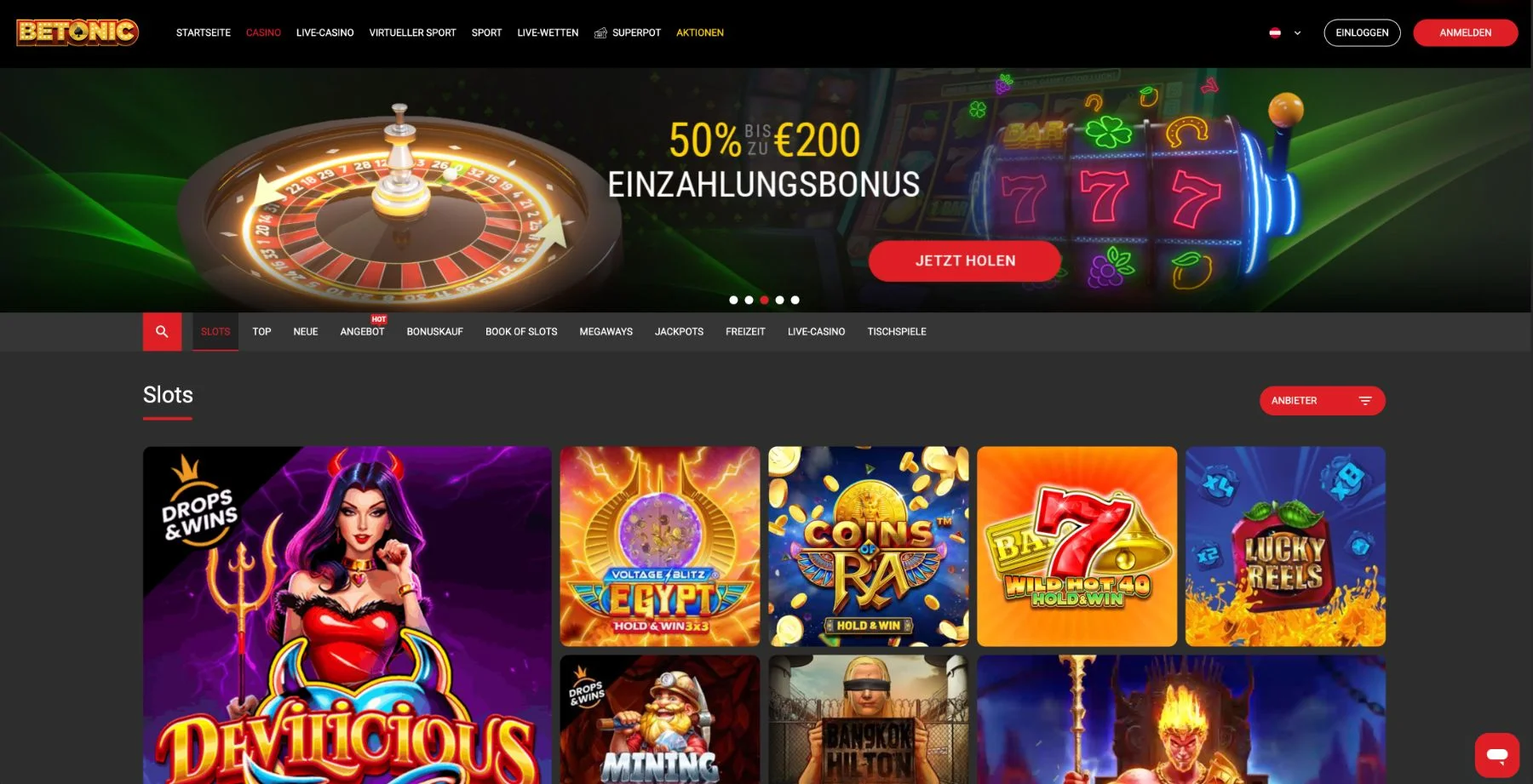 Betonic Casino Lobby