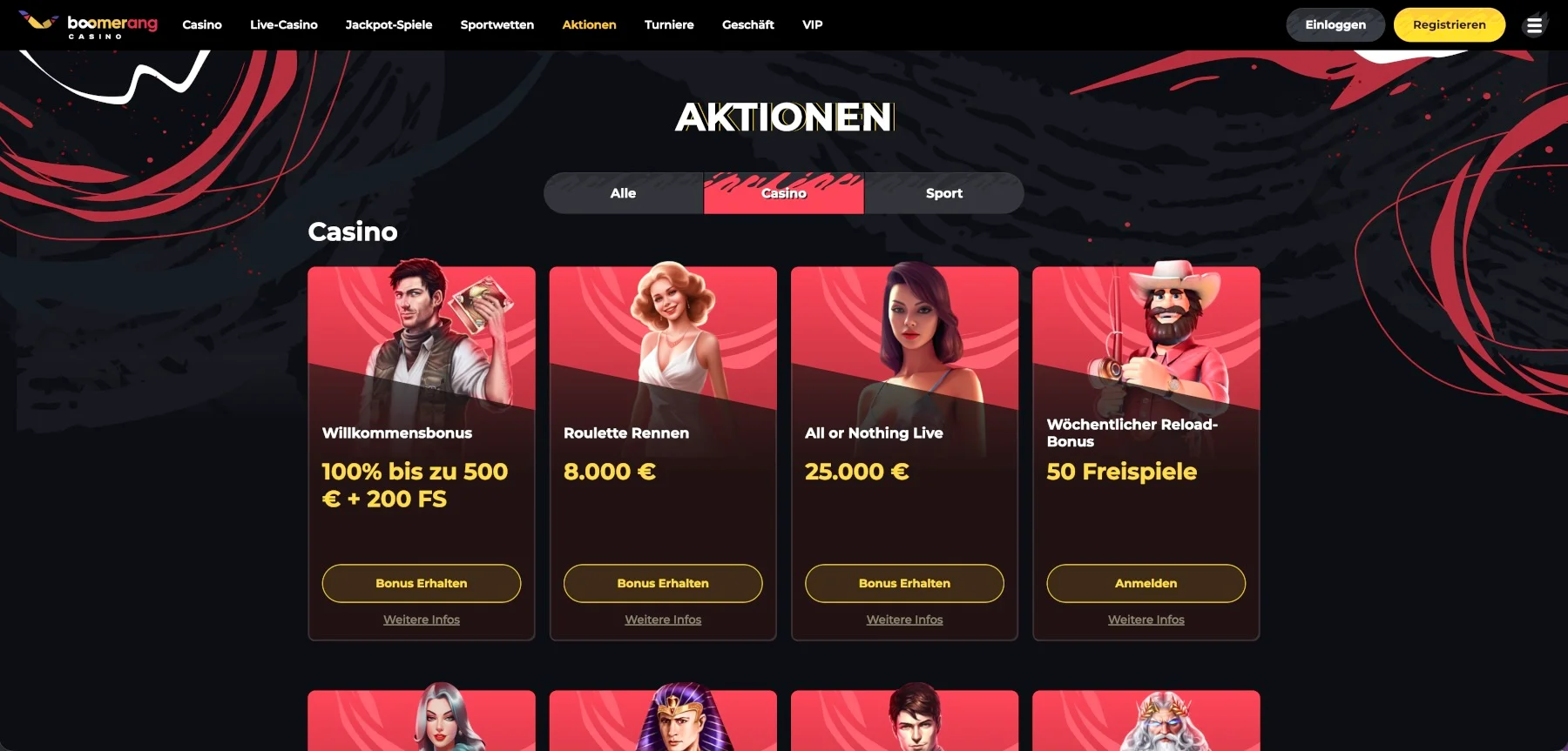 Boomerang Casino Aktionen