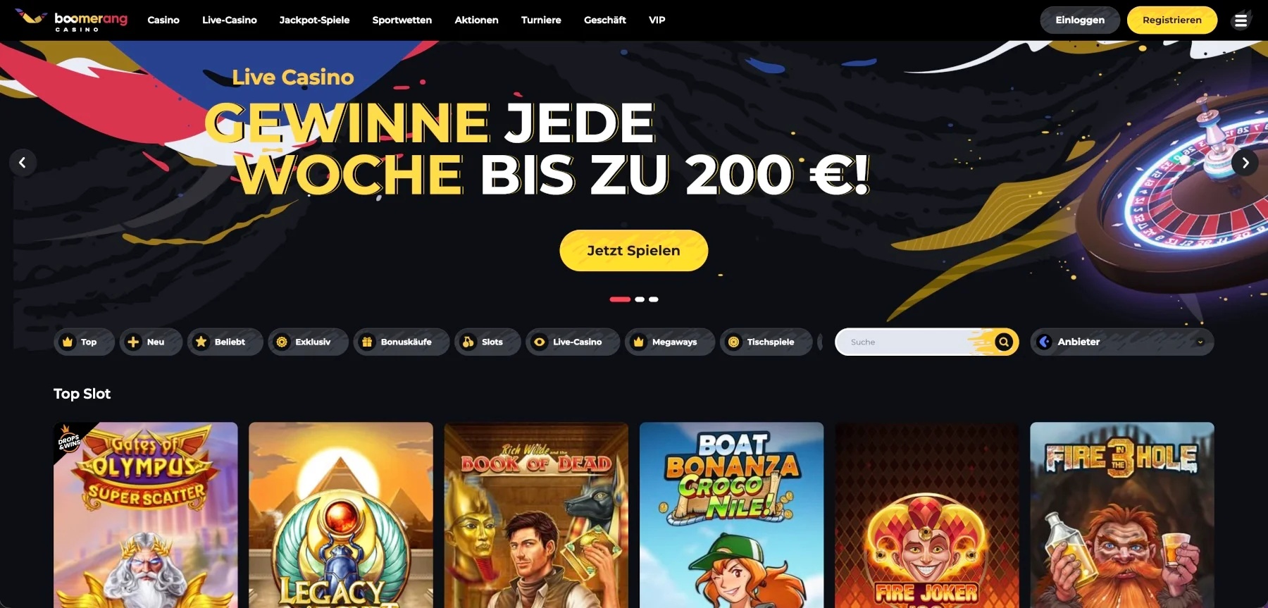 Boomerang Casino Lobby