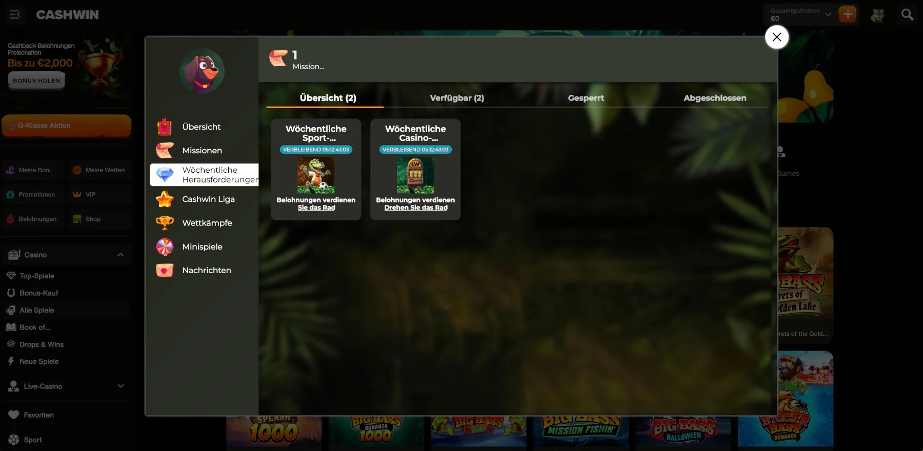 Cashwin Casino Herausforderungen