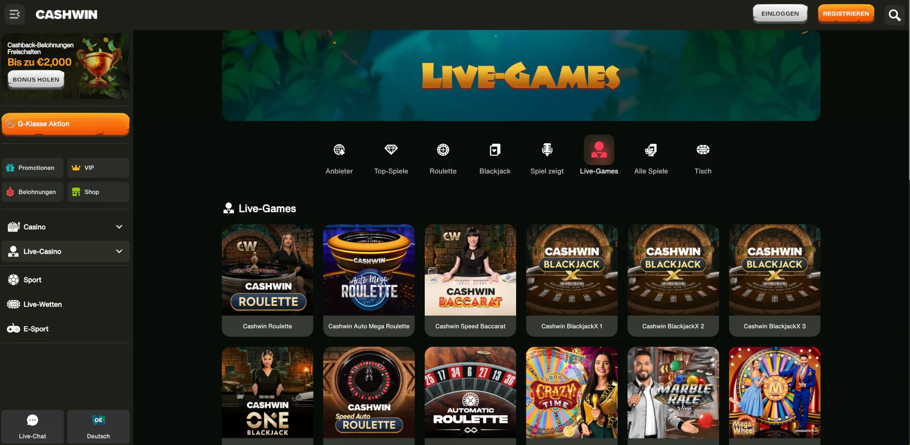 Cashwin Live-Casino