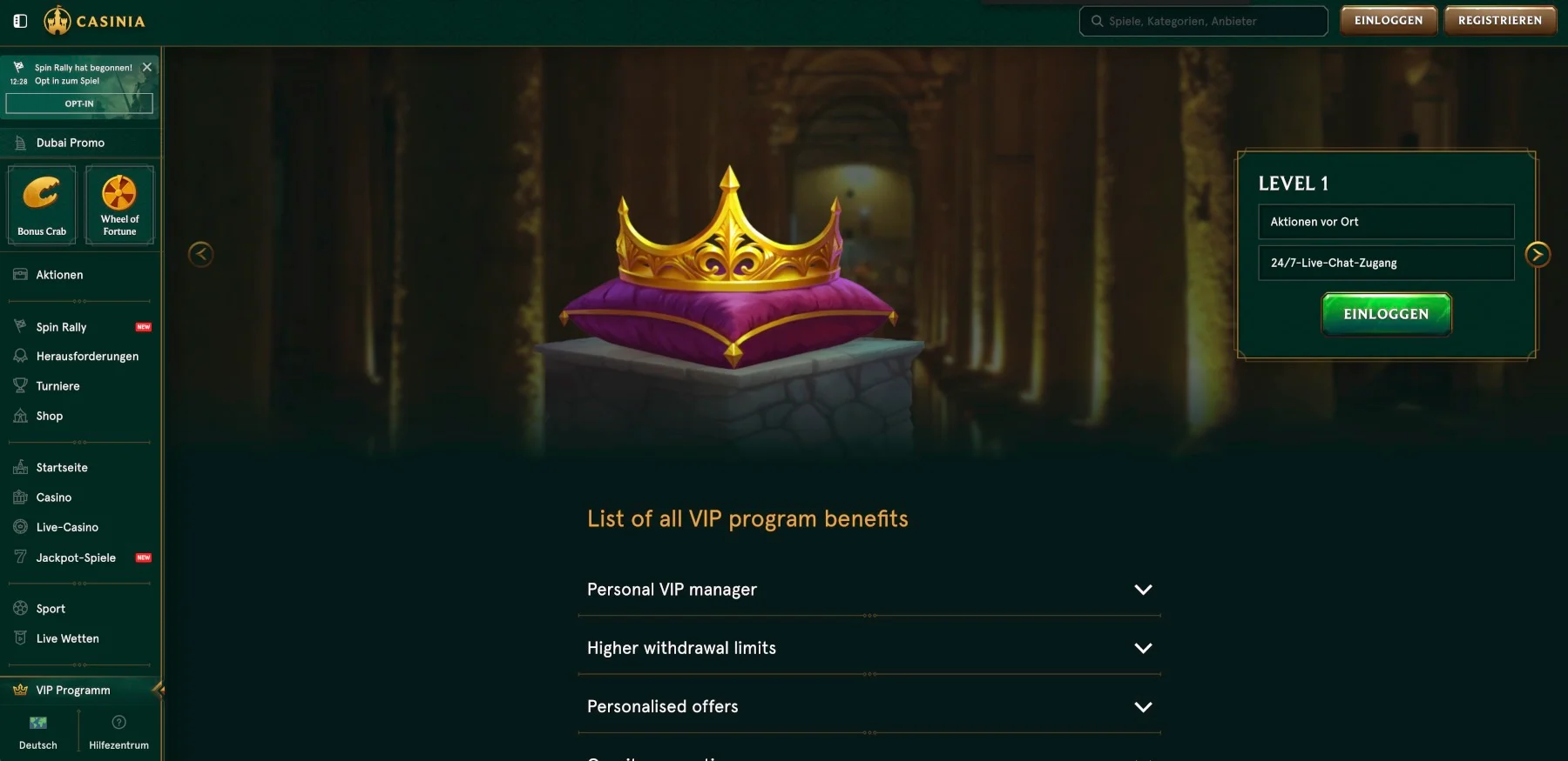 Casinia Casino VIP