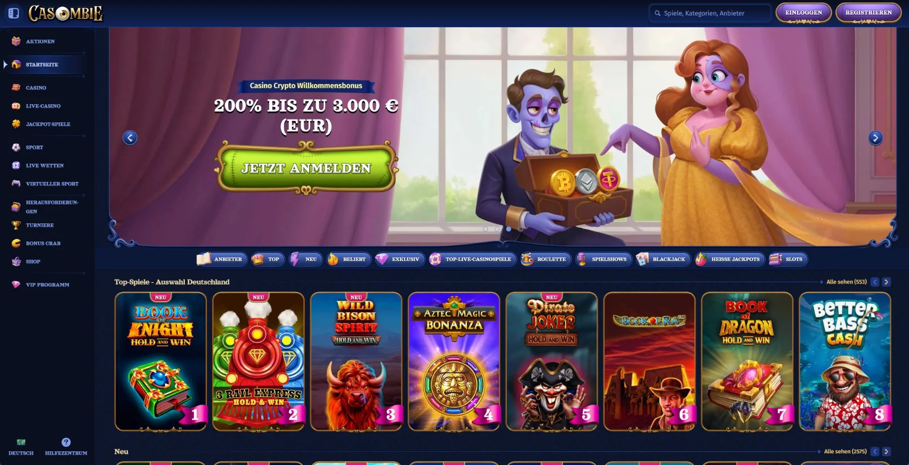 Casombie Casino Krypto-Willkommensbonus