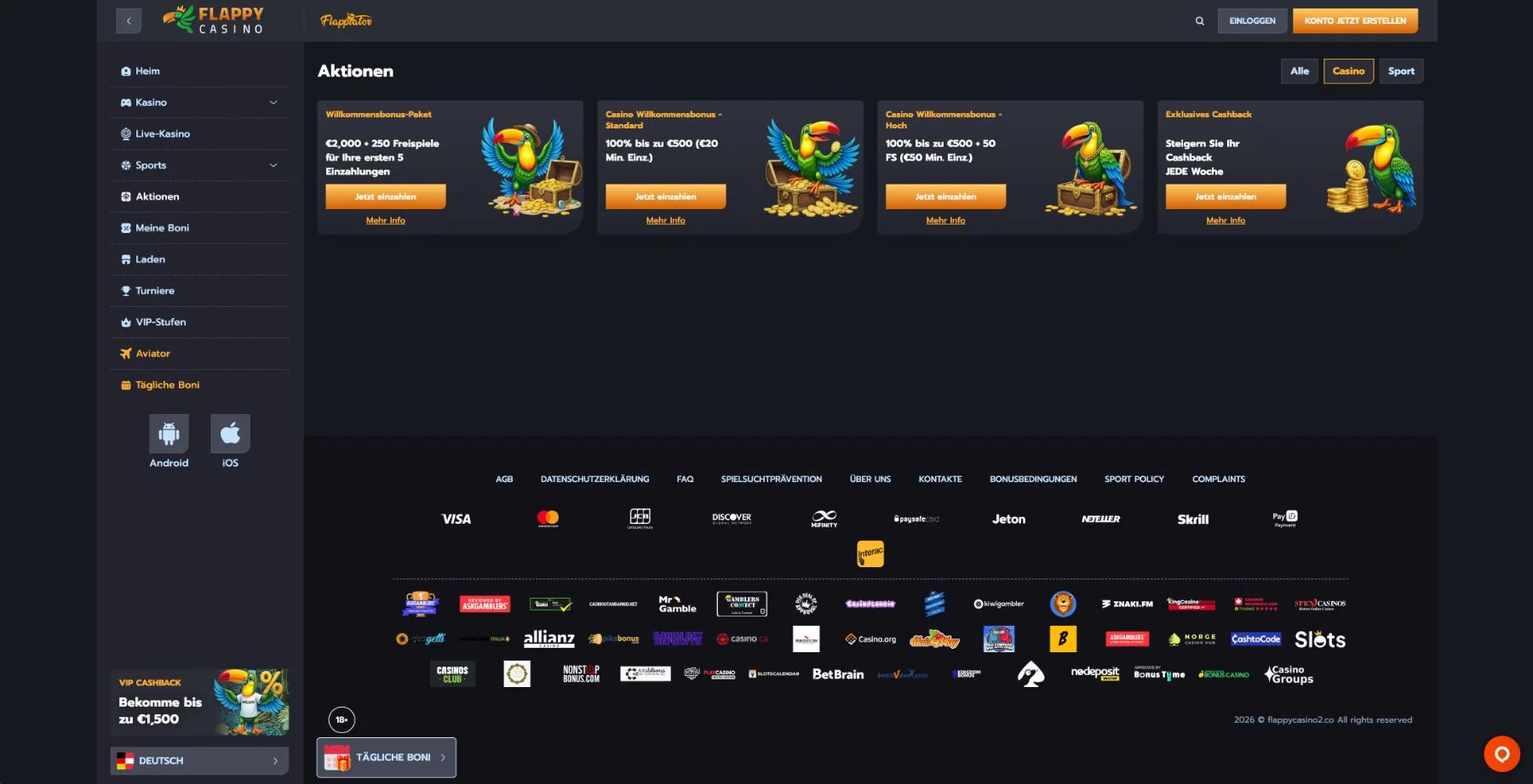 Flappy Casino Aktionen