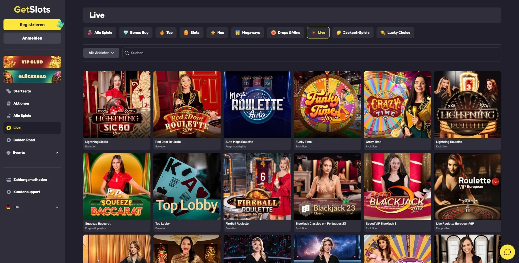 GetSlots Live-Casino