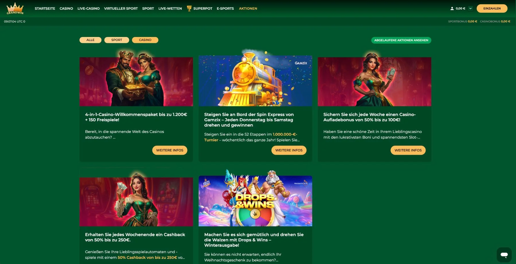 GrandWin Casino Aktionen