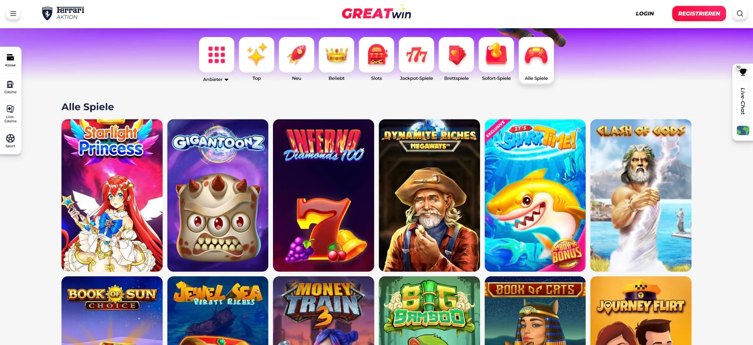 Greatwin Casino Alle Spiele