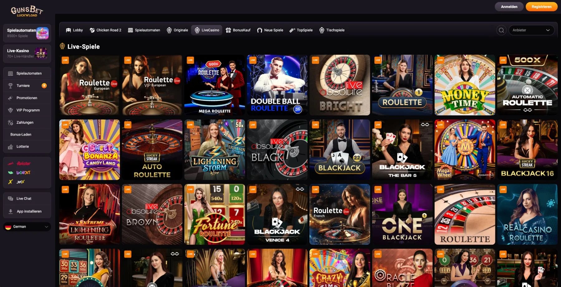 GunsBet Live-Casino
