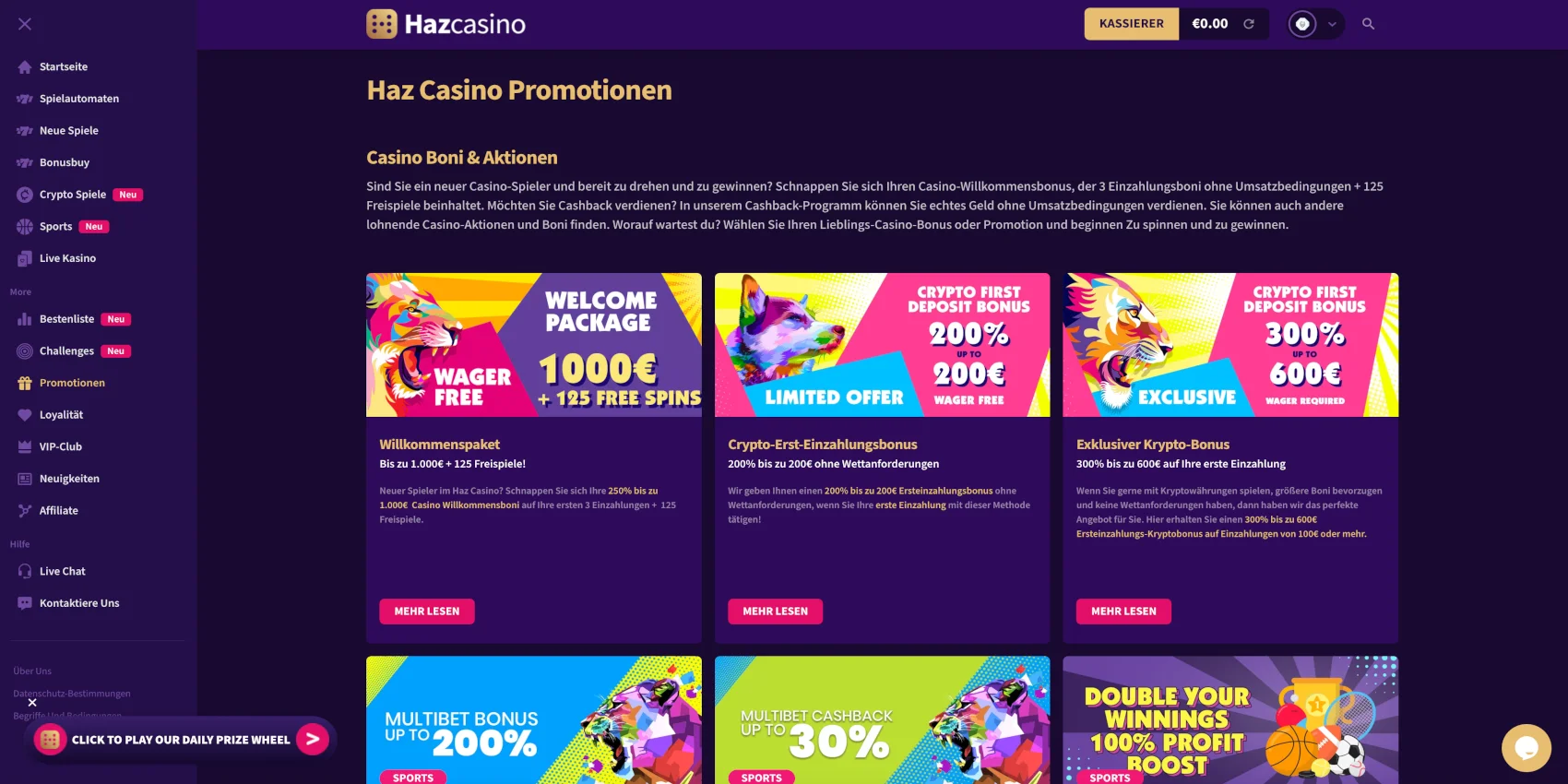 Haz Casino Aktionen