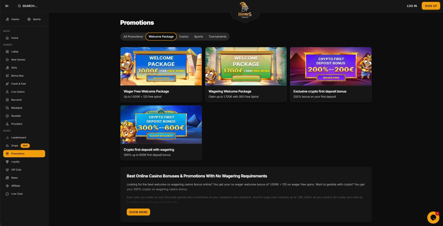 Horus Casino Bonus