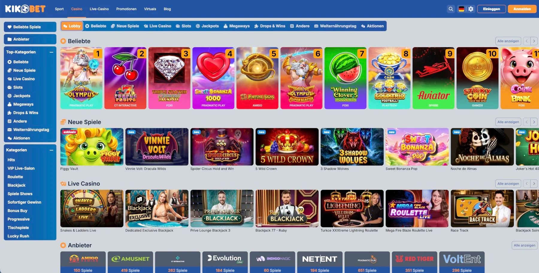 KikoBet Casino Alle Spiele
