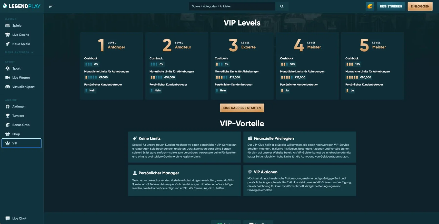 LegendPlay Casino VIP