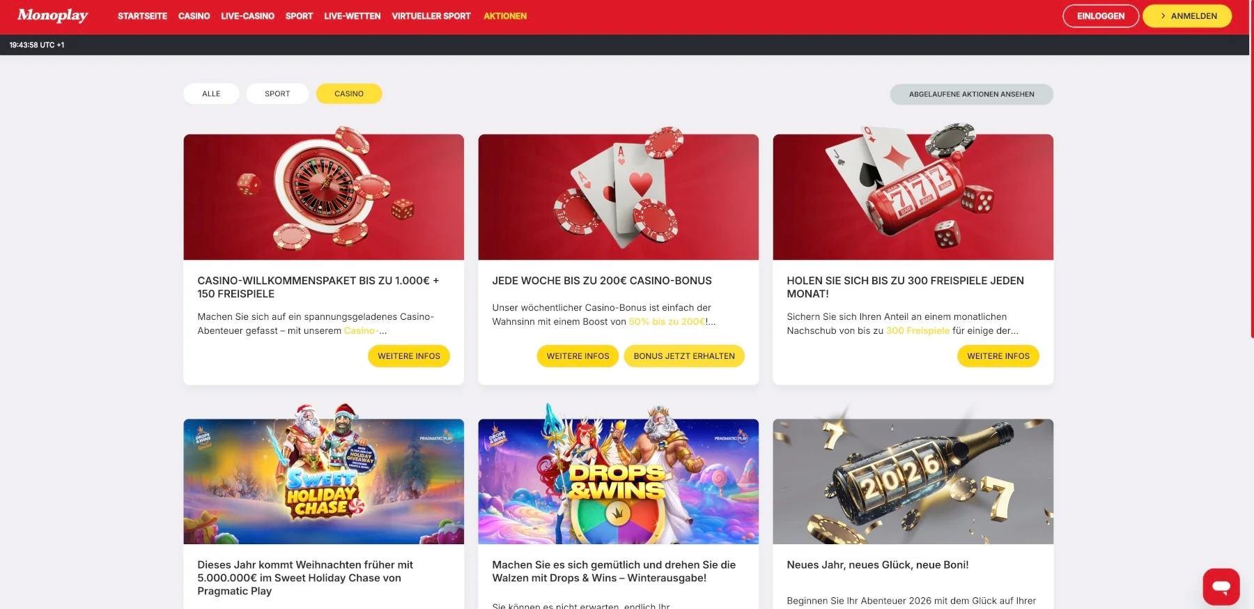 MonoPlay Casino Aktionen