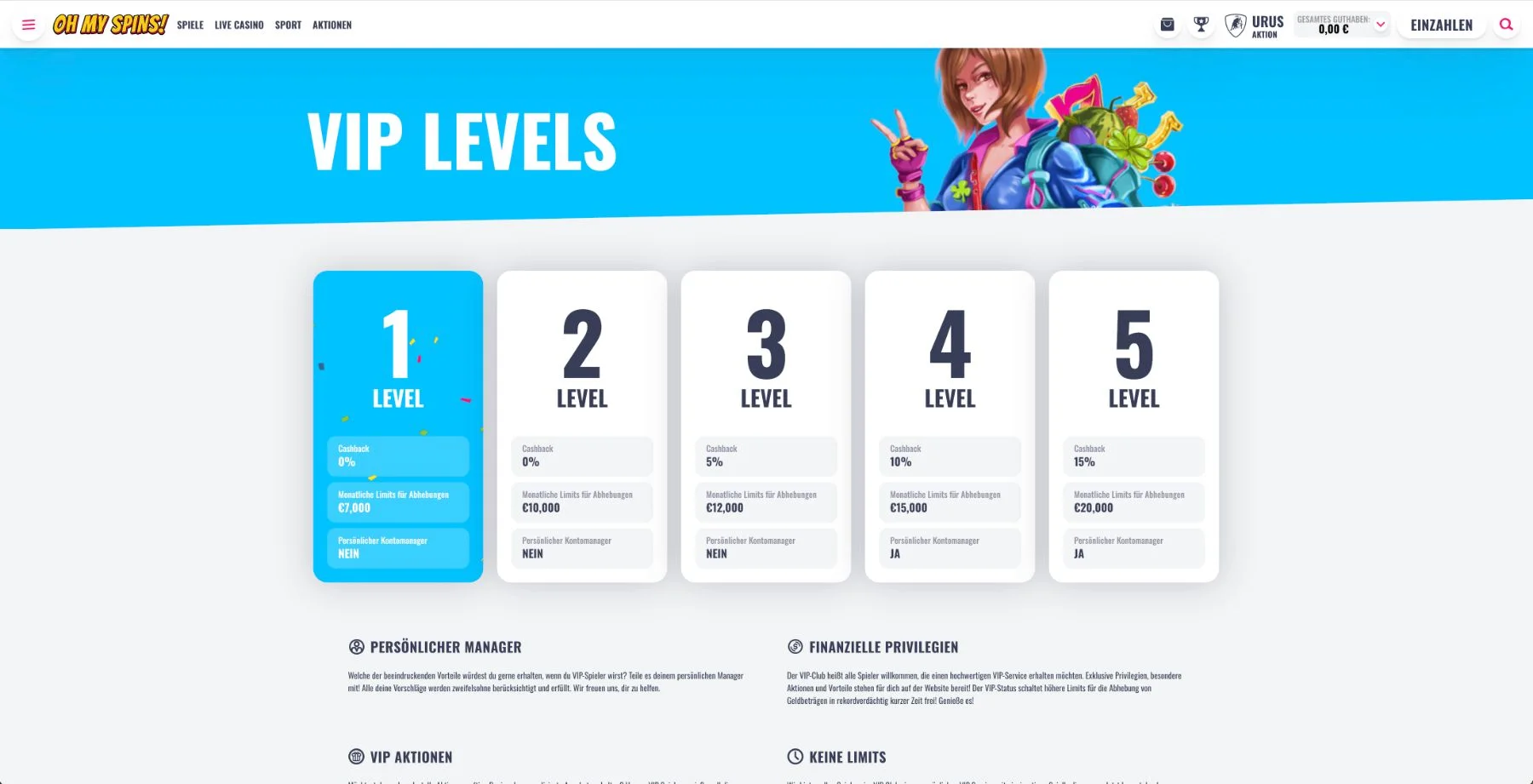 OhMySpins Casino VIP