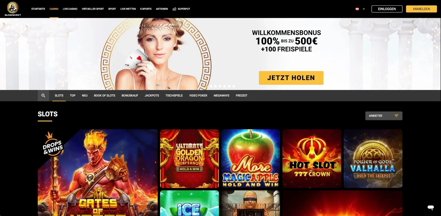 OlympusBet Casino Lobby