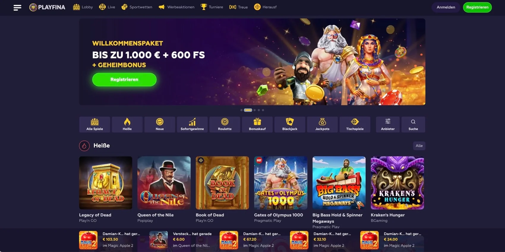 Playfina Casino Bonus