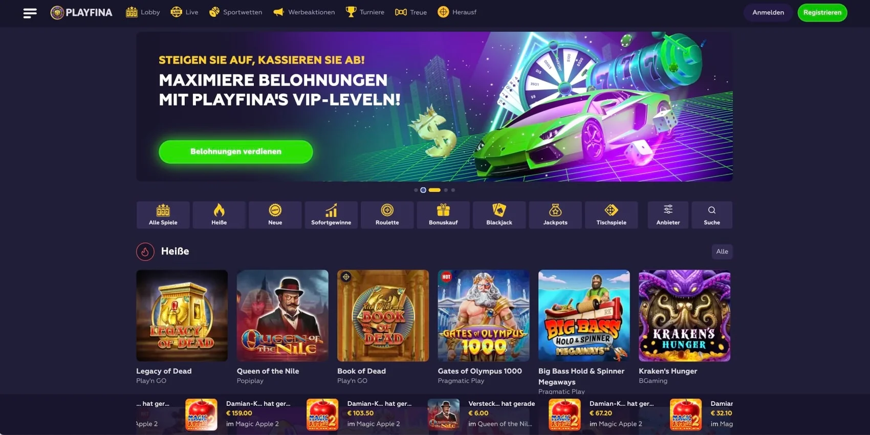 Playfina Casino Lobby