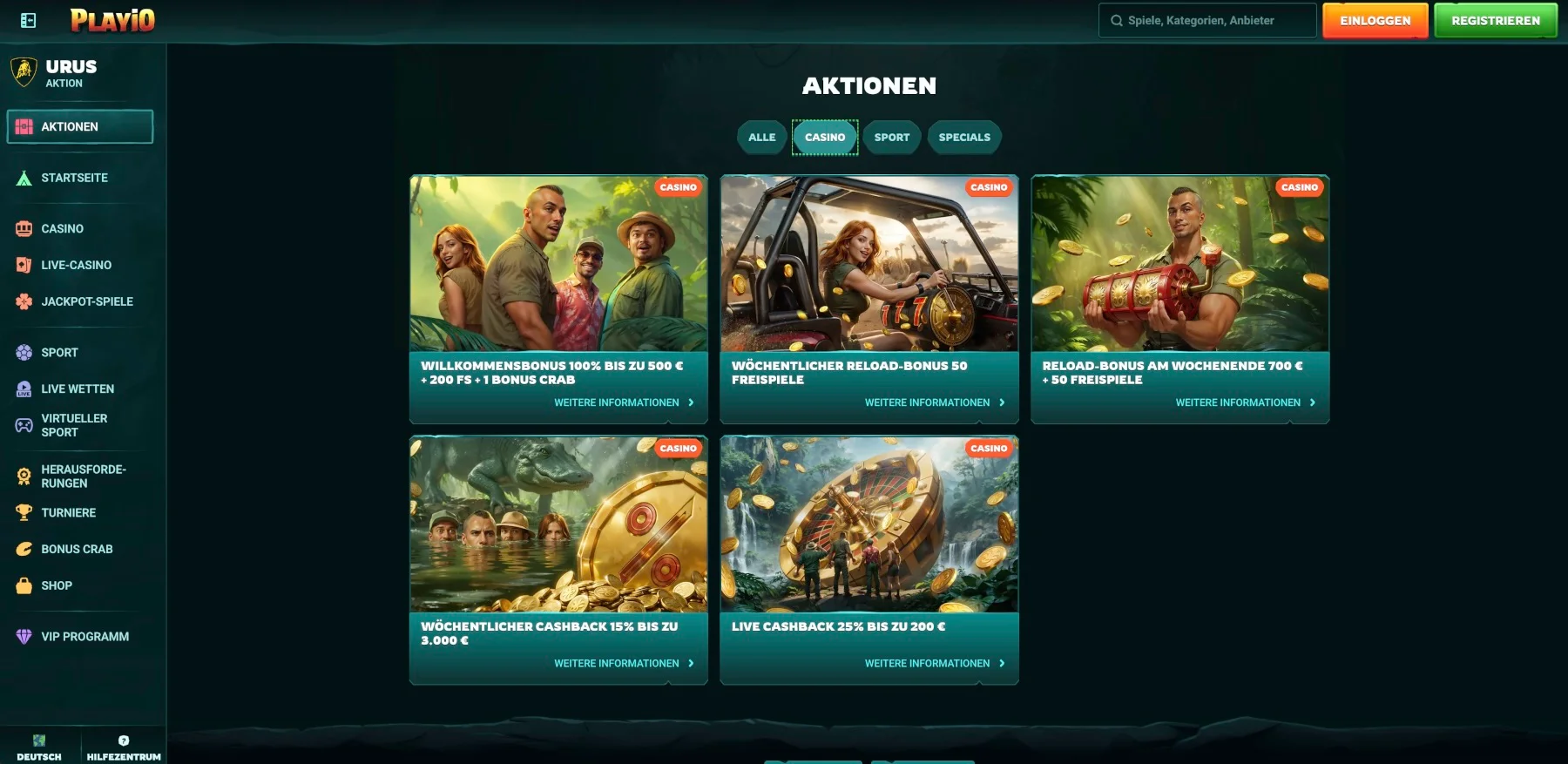 Playio Casino Aktionen