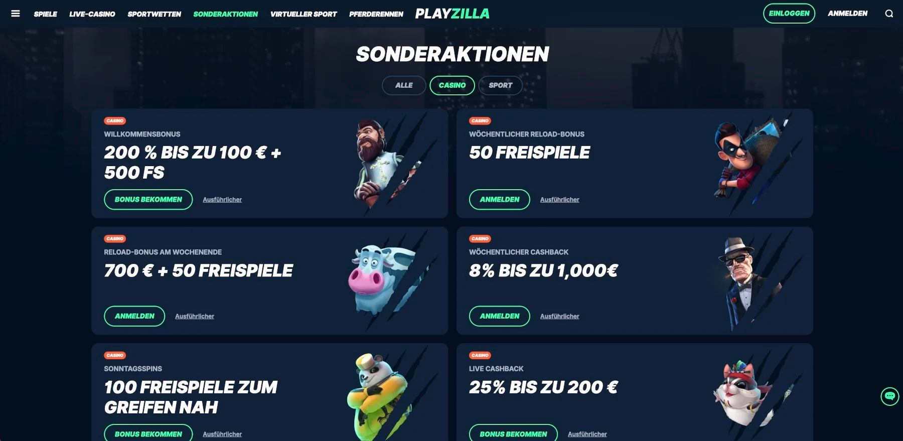 Playzilla Casino Aktionen