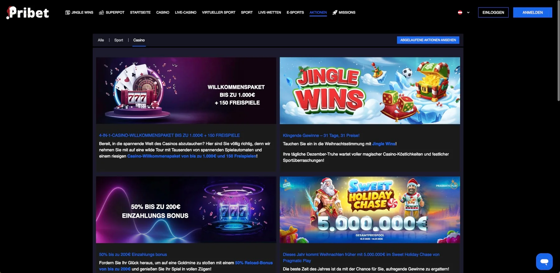 Pribet Casino Aktionen