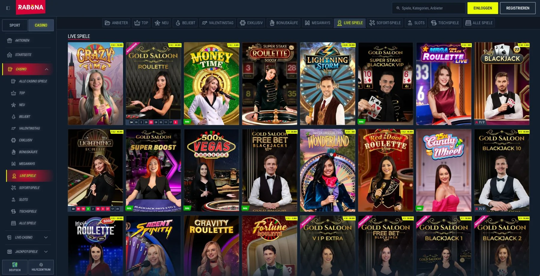 Rabona Live-Casino