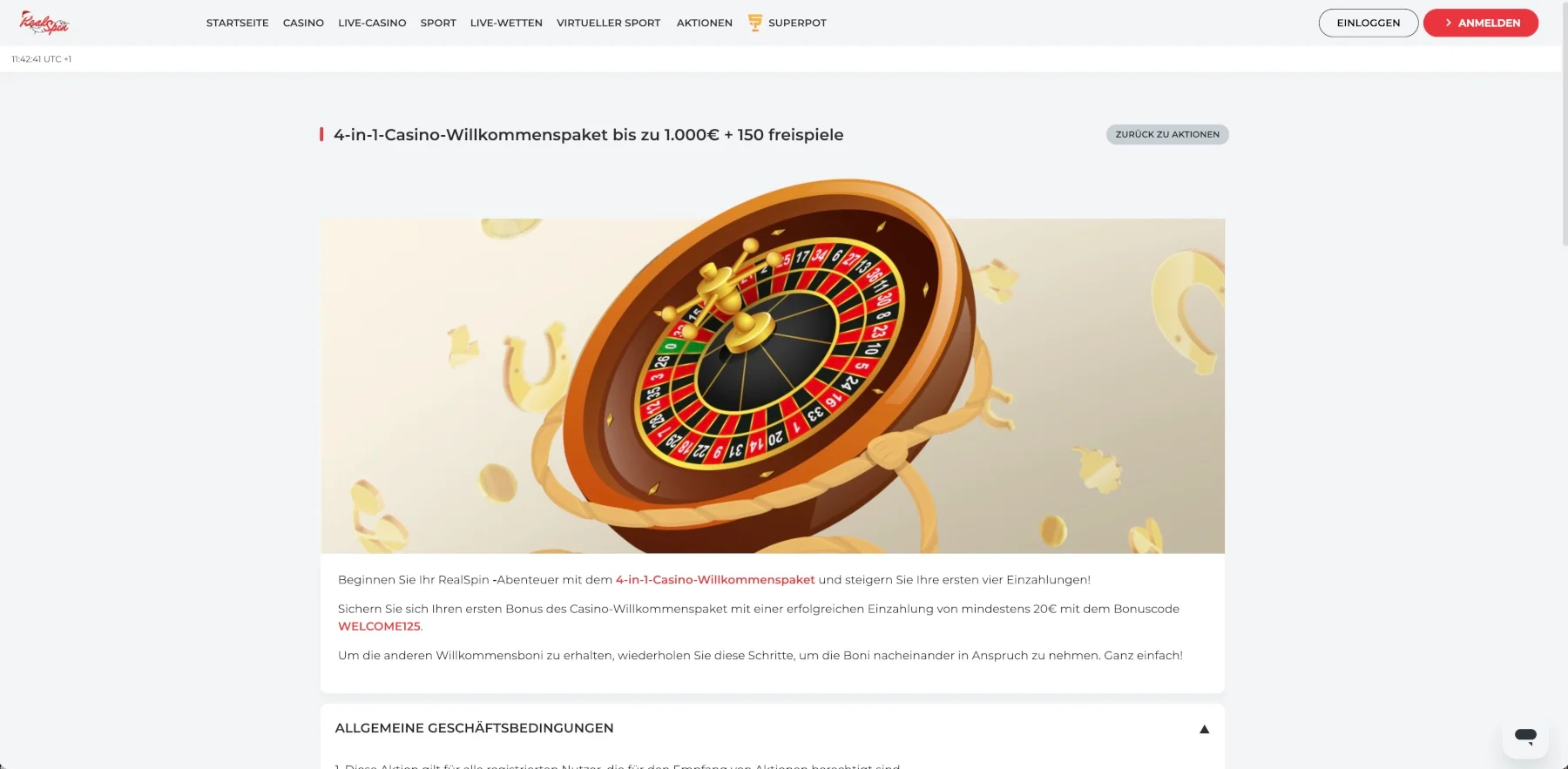 RealSpin Casino Willkommenspaket