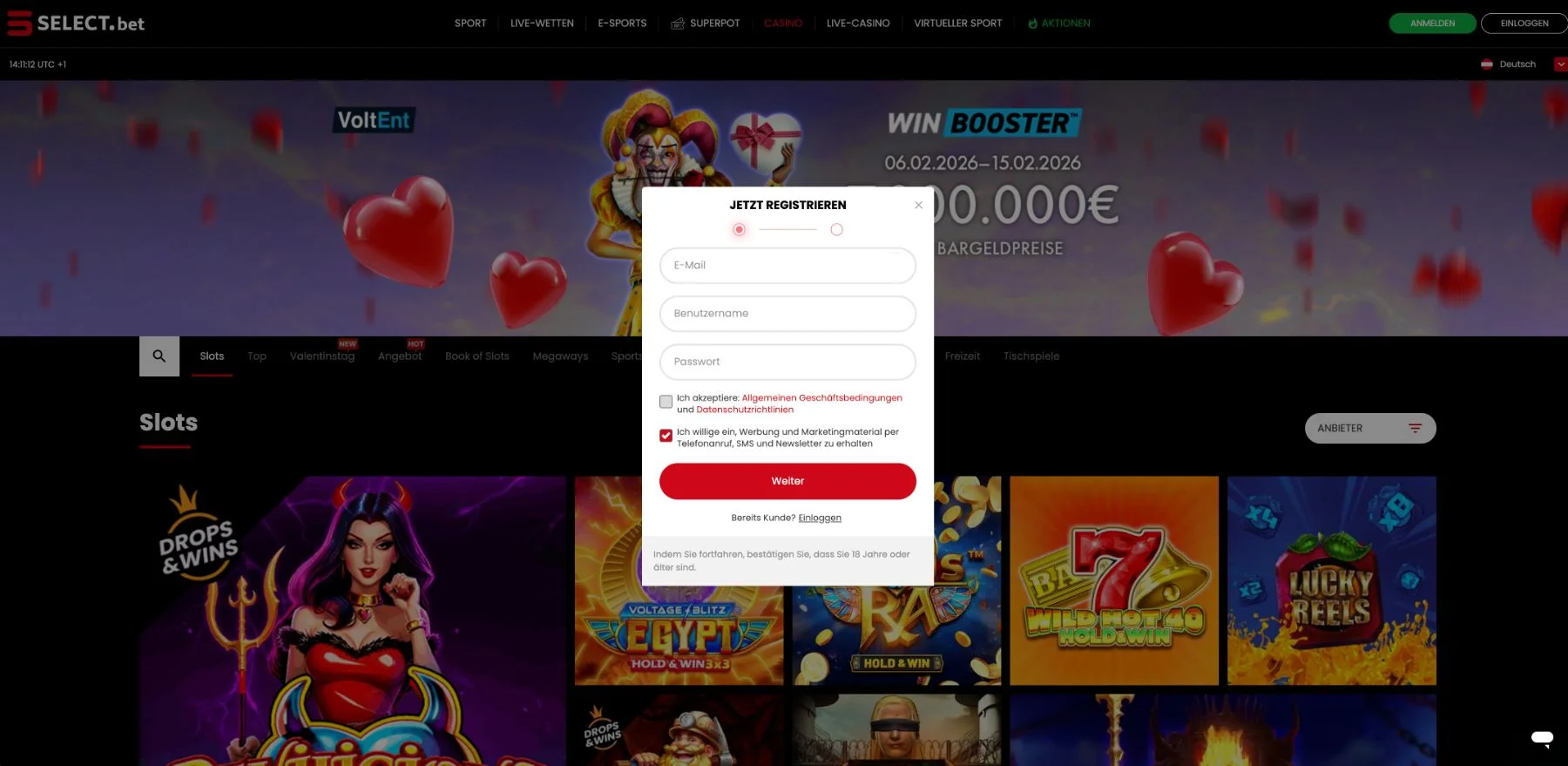 Select.Bet Casino Registrieren