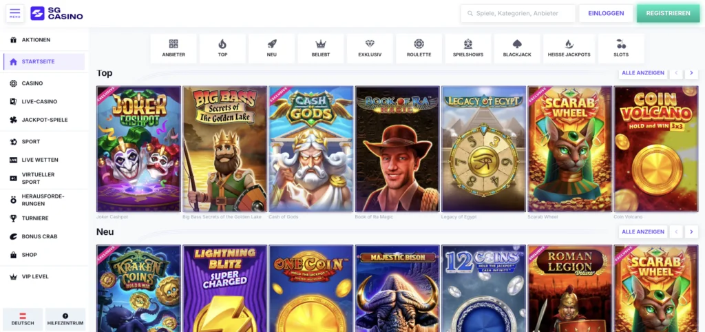 SG Casino Alle Spiele