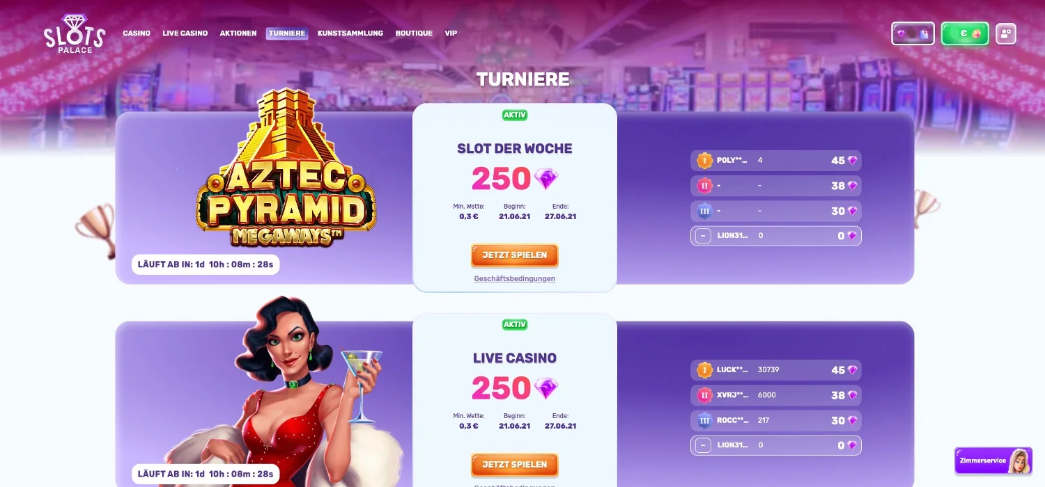 SlotsPalace Casino Turniere