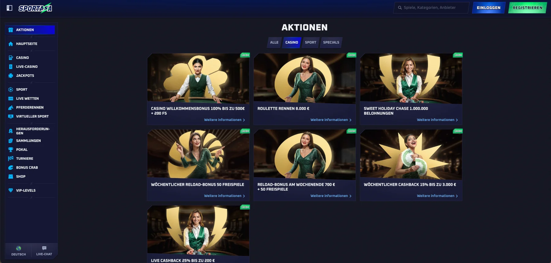 Sportaza Casino Aktionen