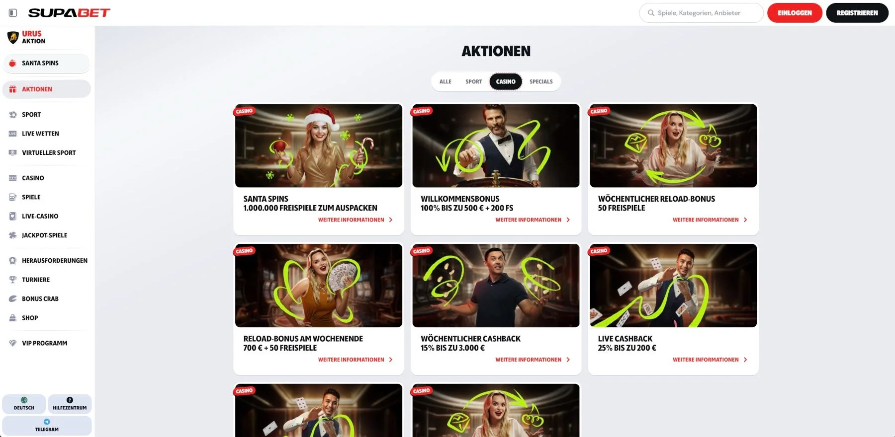 SupaBet Casino Aktionen