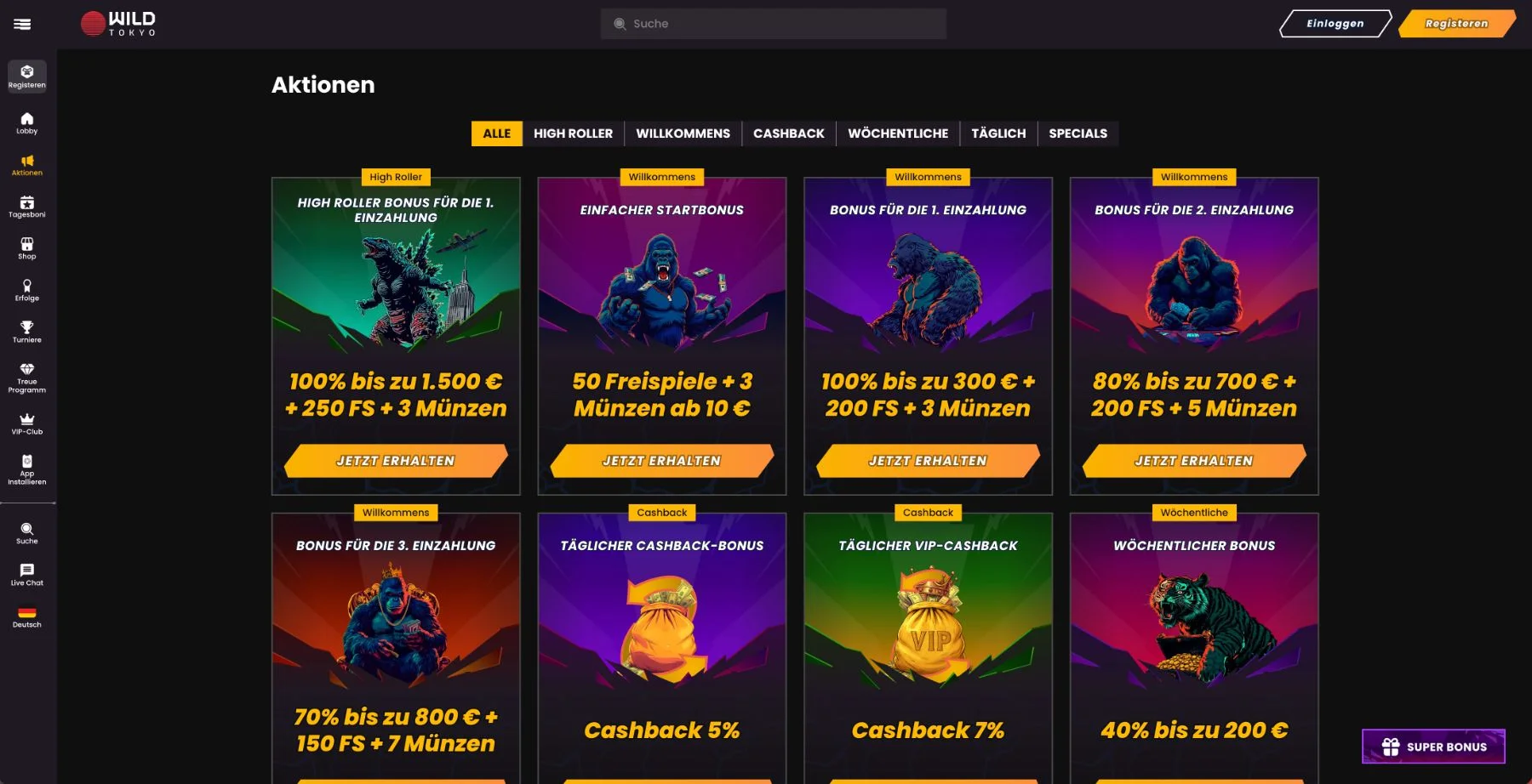 Wild Tokyo Casino Aktionen