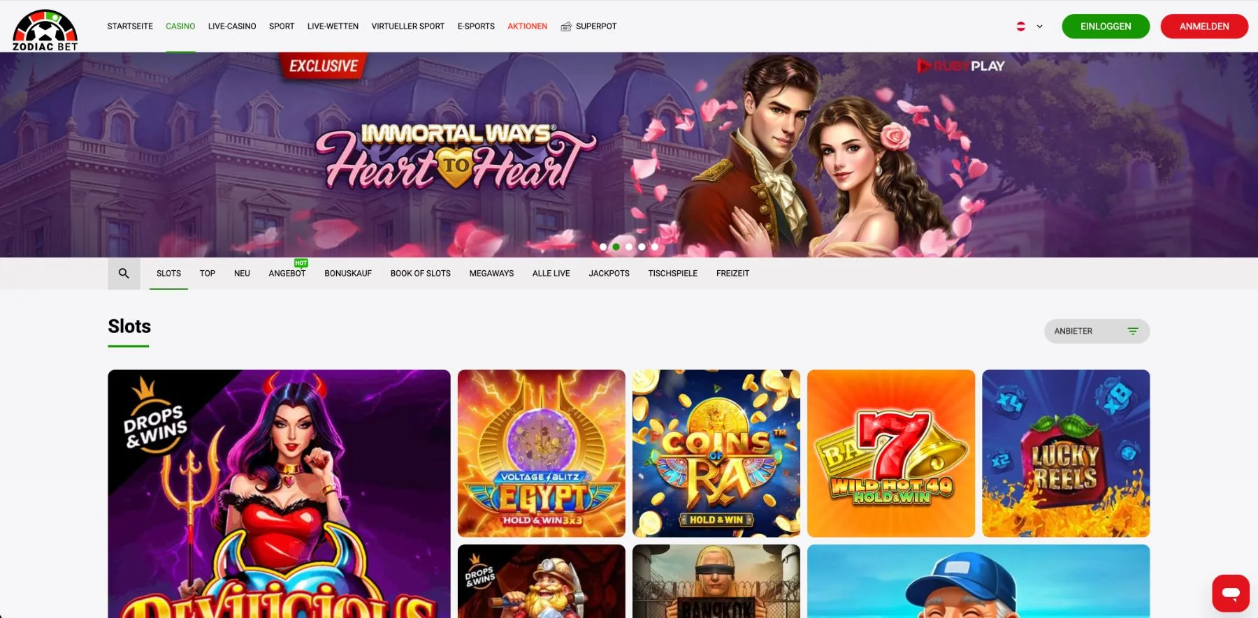 ZodiacBet Casino Lobby